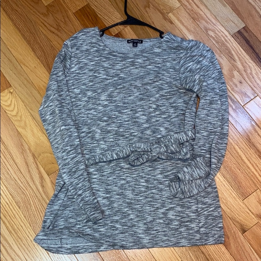 Jcrew gray tie front sweater